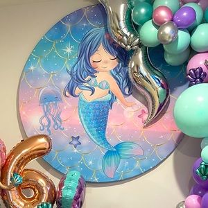 5FT ROUND MERMAID BACKDROP/ Elastic